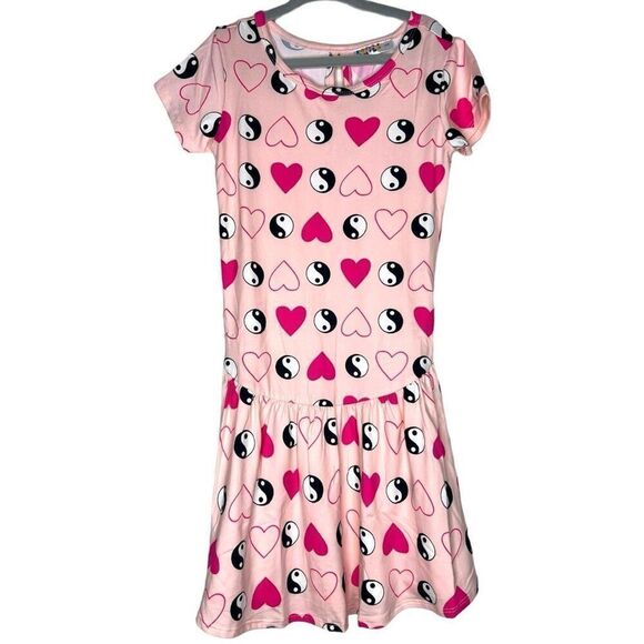 NEW Dot Dot Smile Pink Valentine Ying Yang Flapper Dress 5/6 - Picture 1 of 7